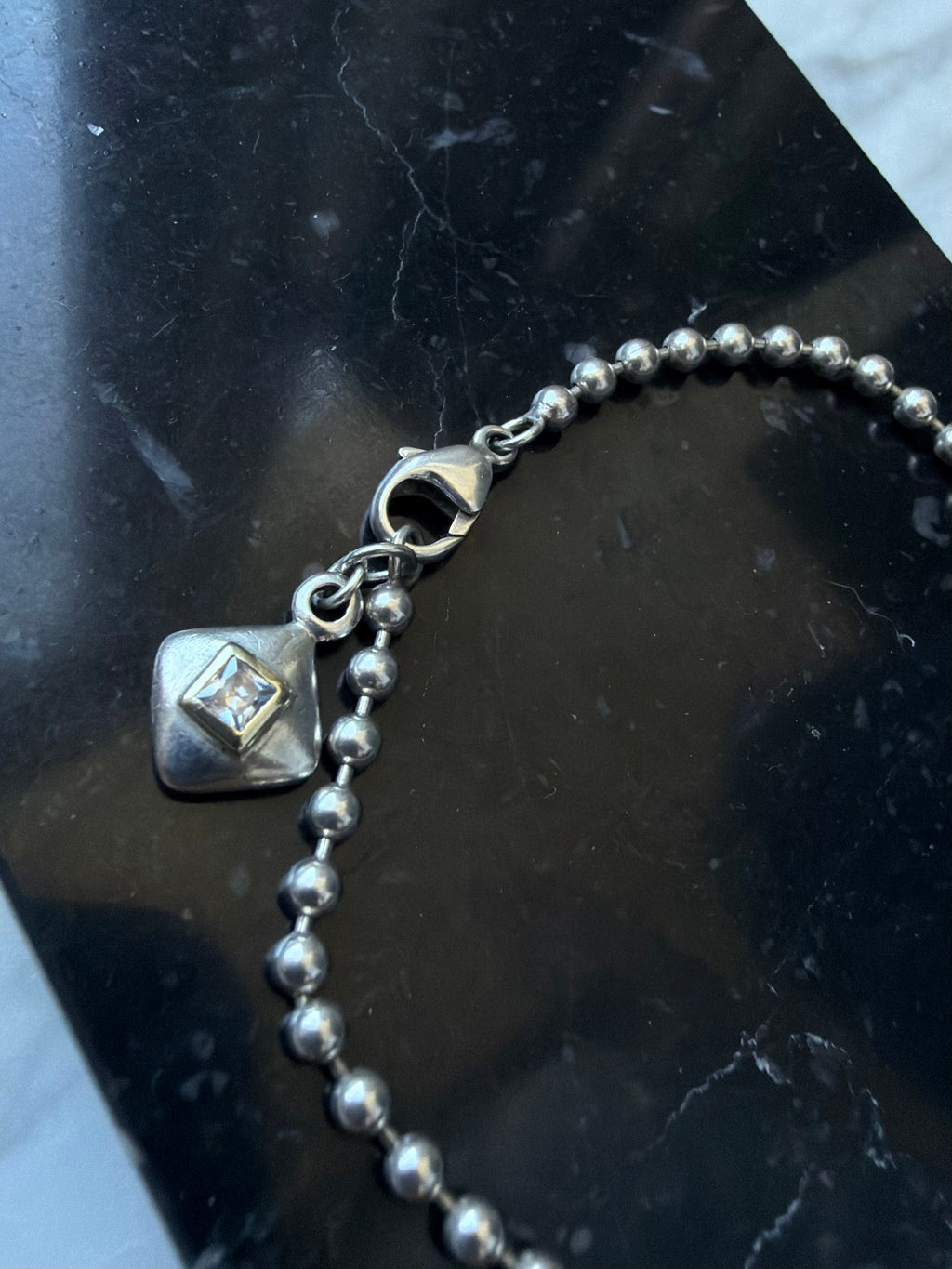 Vintage kuglekæde armbånd med vedhæng, 925 sølv, 18,5-19cm