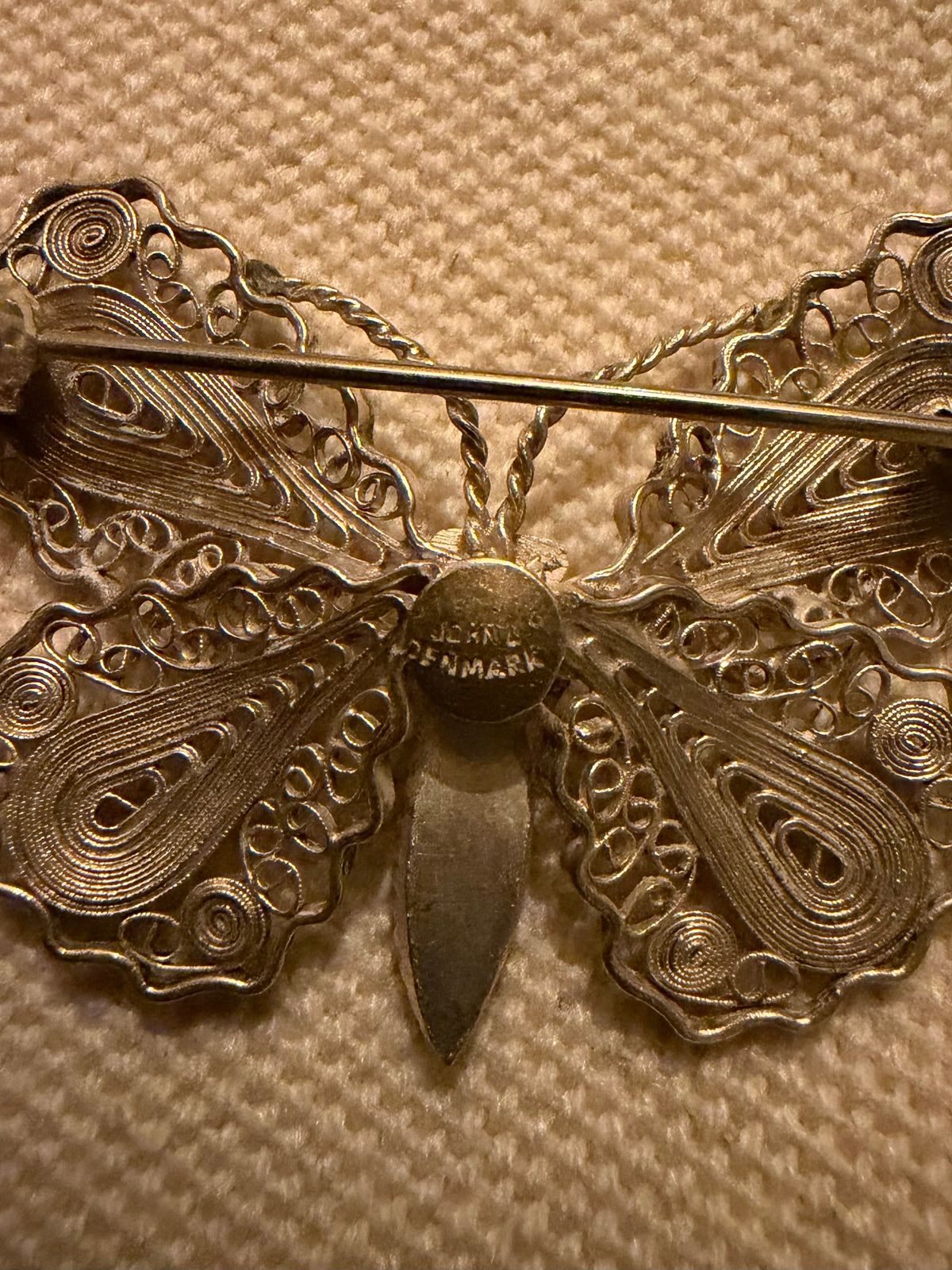 Vintage John L sommerfugl brooche i sterlingsølv