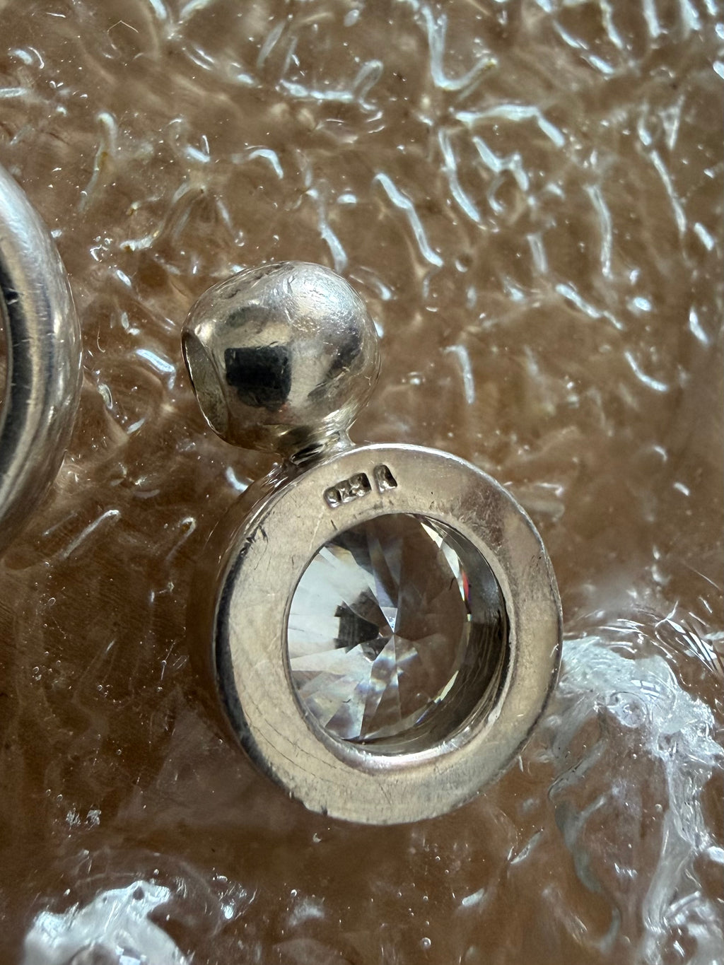 Vintage chunky sølvring og vedhæng med store klare sten
