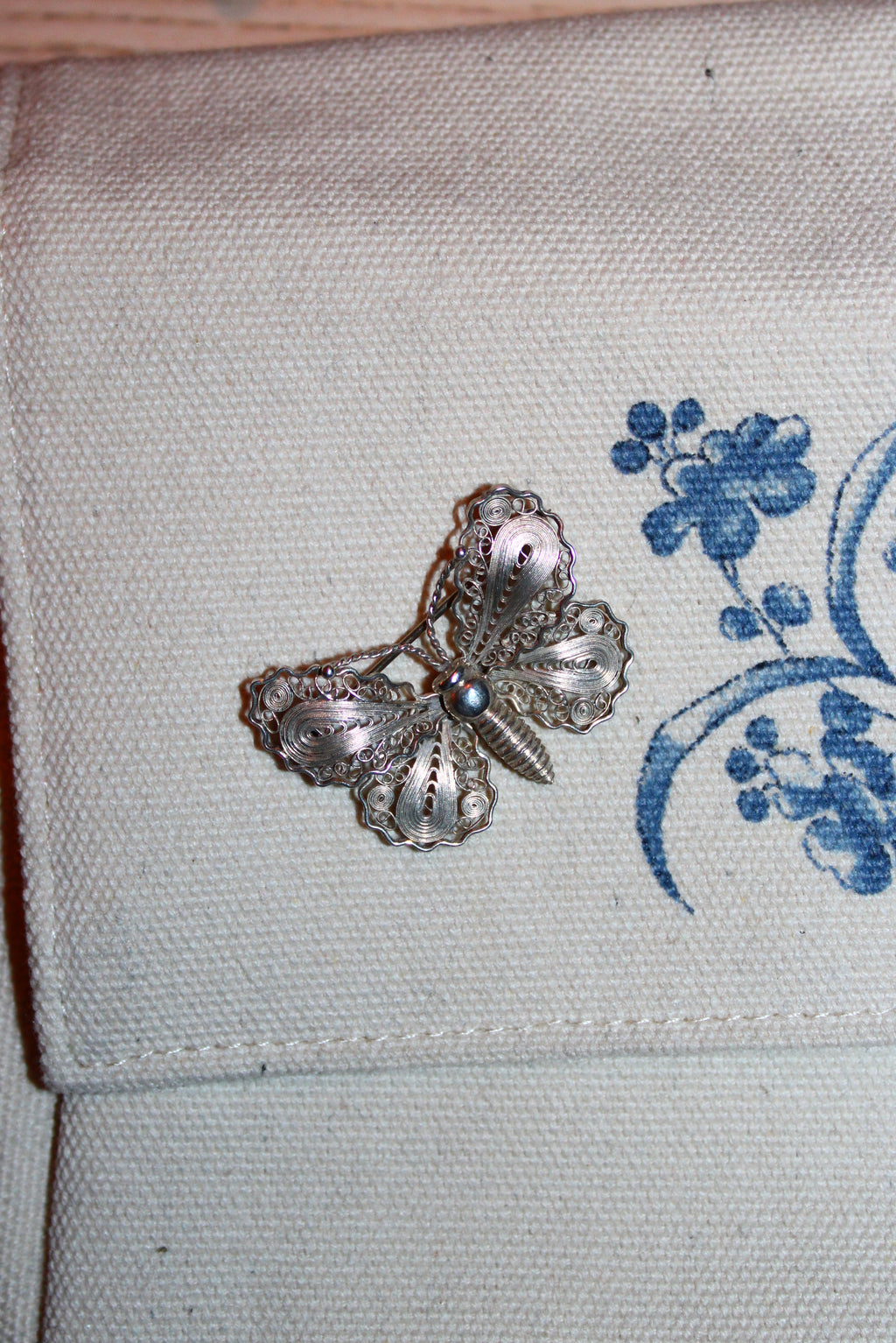 Vintage John L sommerfugl brooche i sterlingsølv