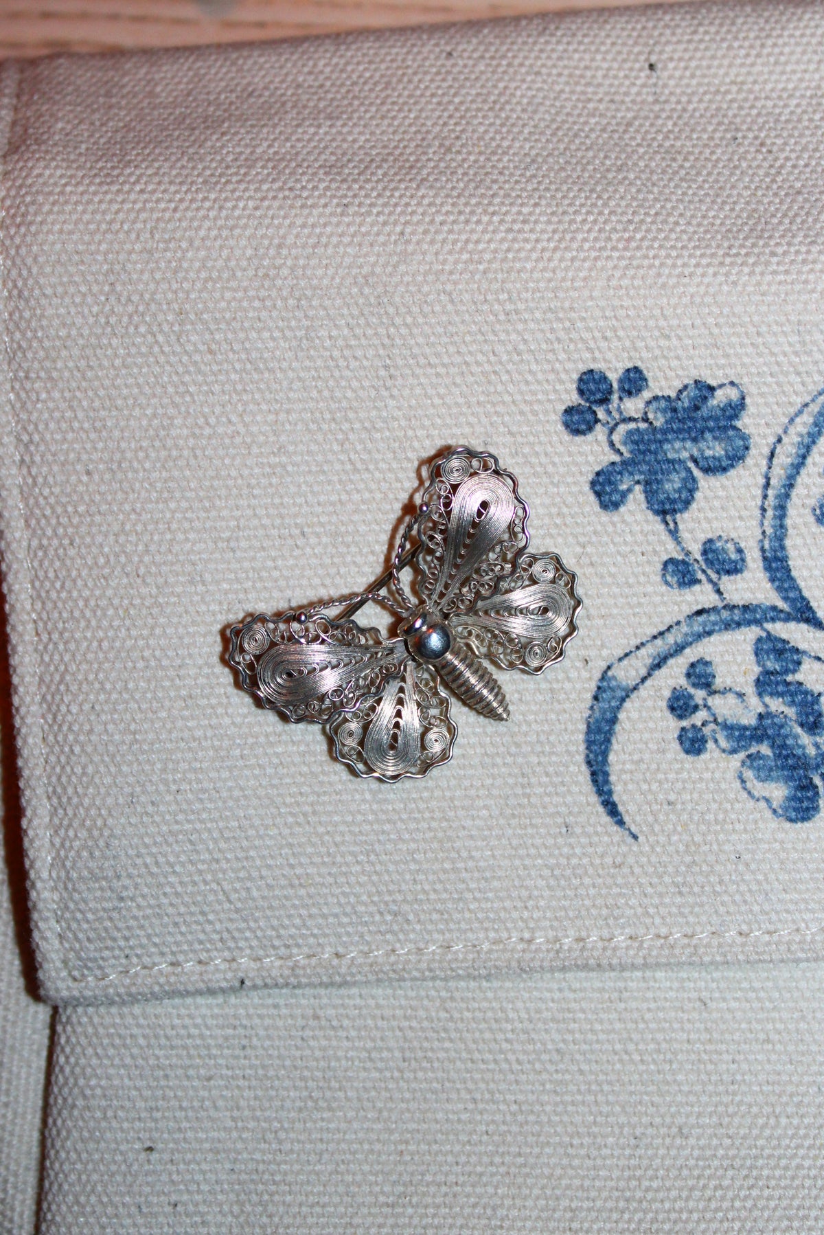 Vintage John L sommerfugl brooche i sterlingsølv