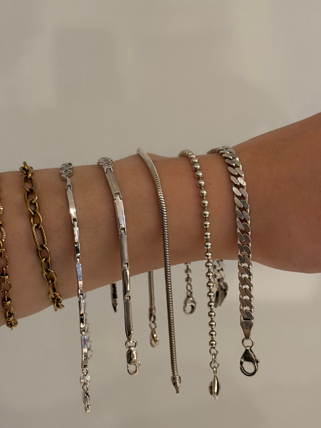 Vintage BNH sterlingsølv panserkæde armbånd, L: 19,5cm, B: 5mm