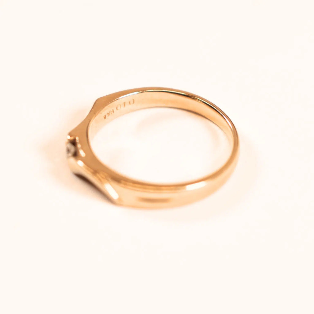 Vintage Hearts & Arrows 14 karat guldring med 0,10 ct. diamant