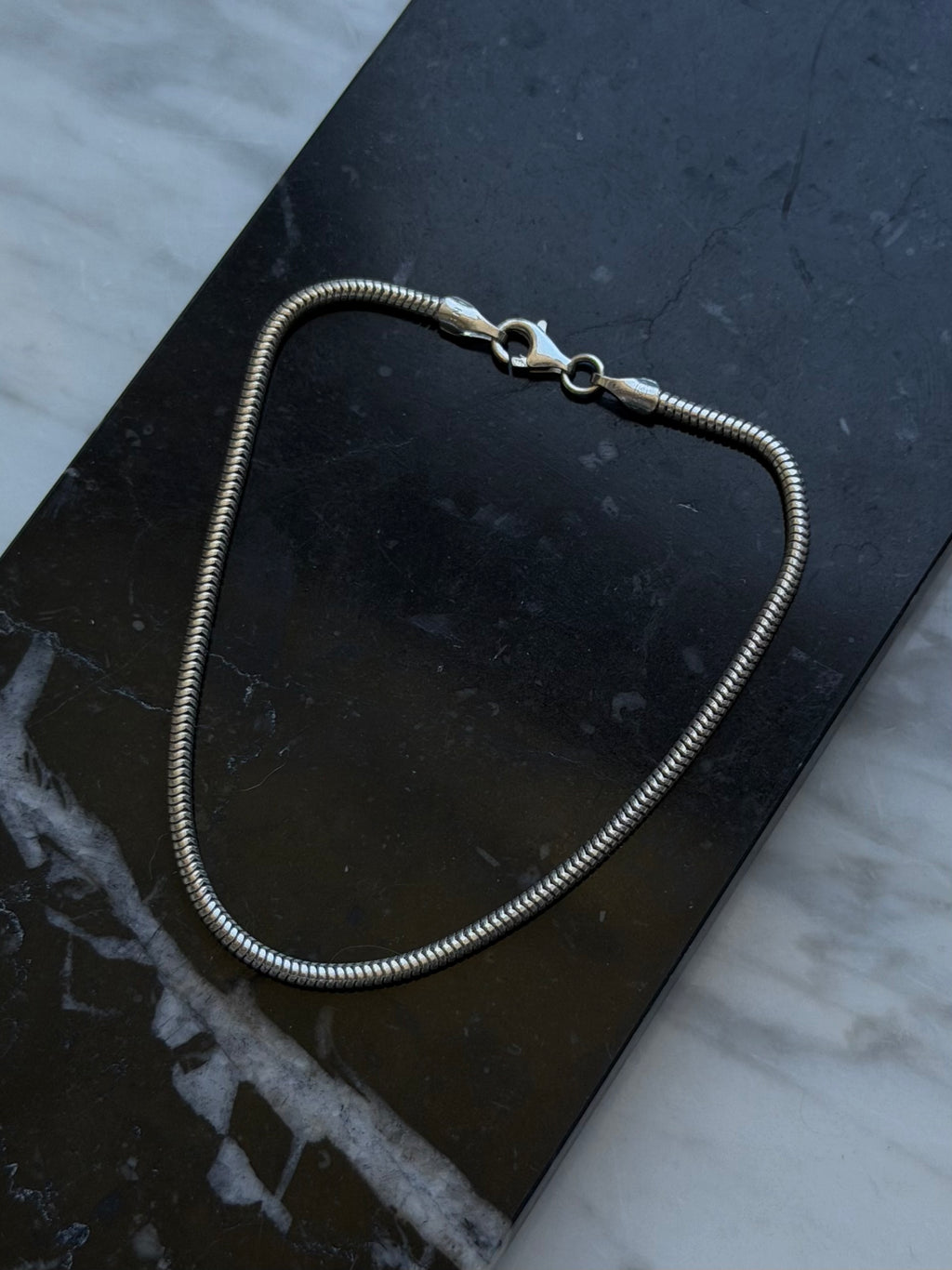 Vintage BNH rund slangekæde armbånd, 925 sølv, 21,5cm