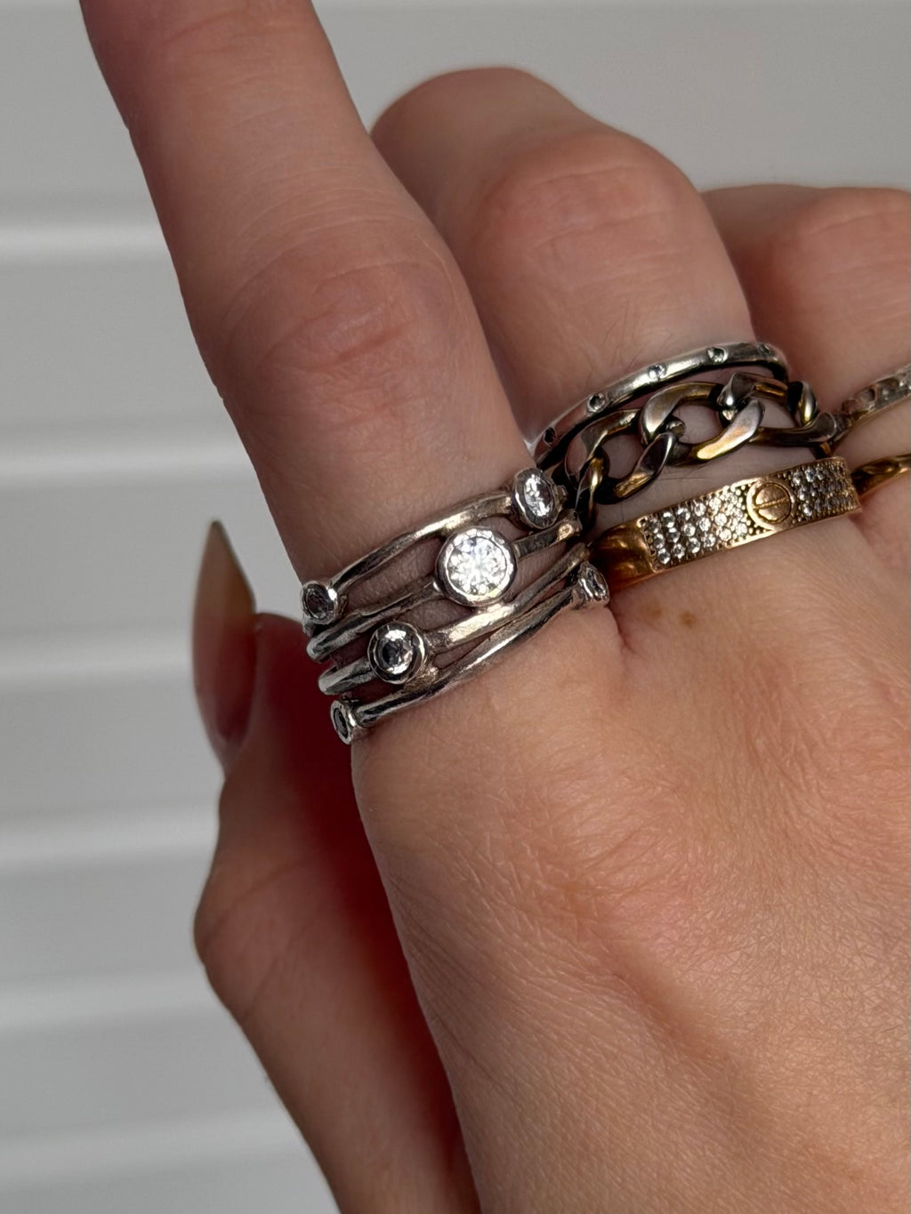 Vintage sterlingsølv ring med runde klare sten