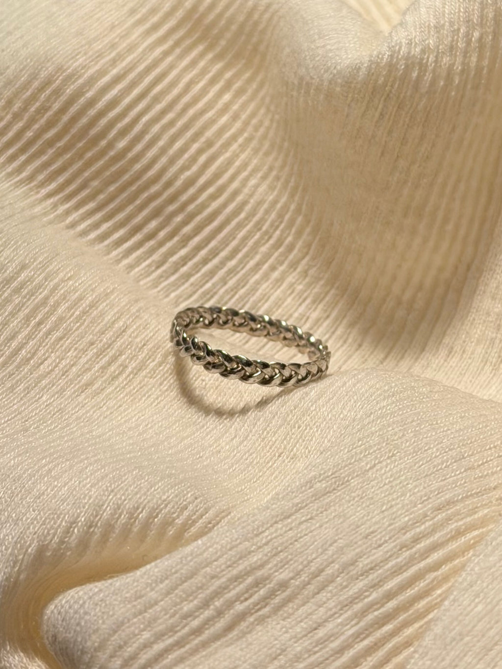 Vintage flettet sterlingsølv ring, str. 52