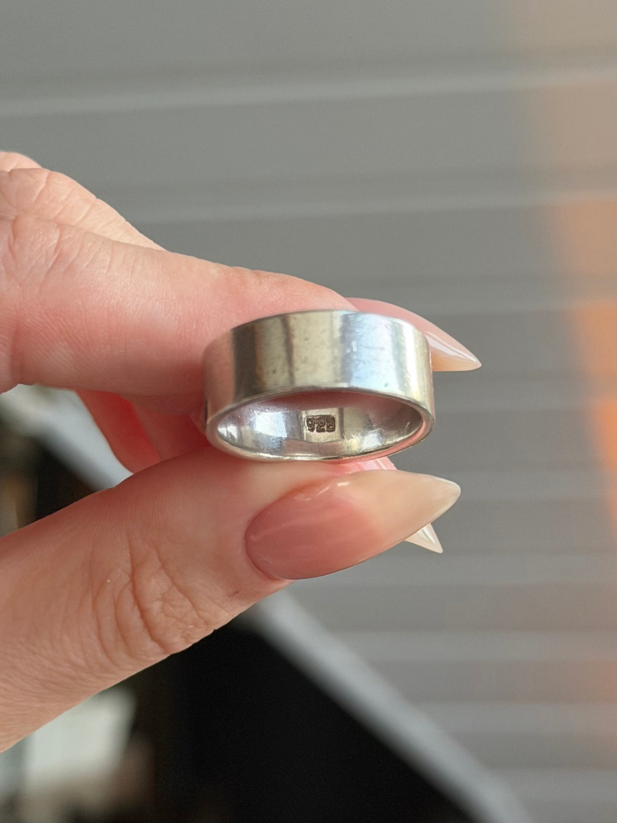Vintage bred sterlingsølv ring, Str. 59