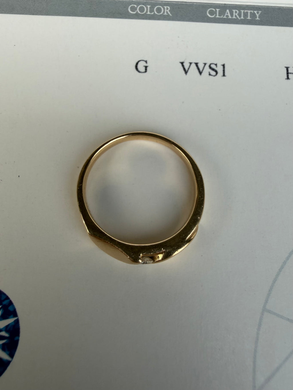 Vintage Hearts & Arrows 14 karat guldring med 0,10 ct. diamant