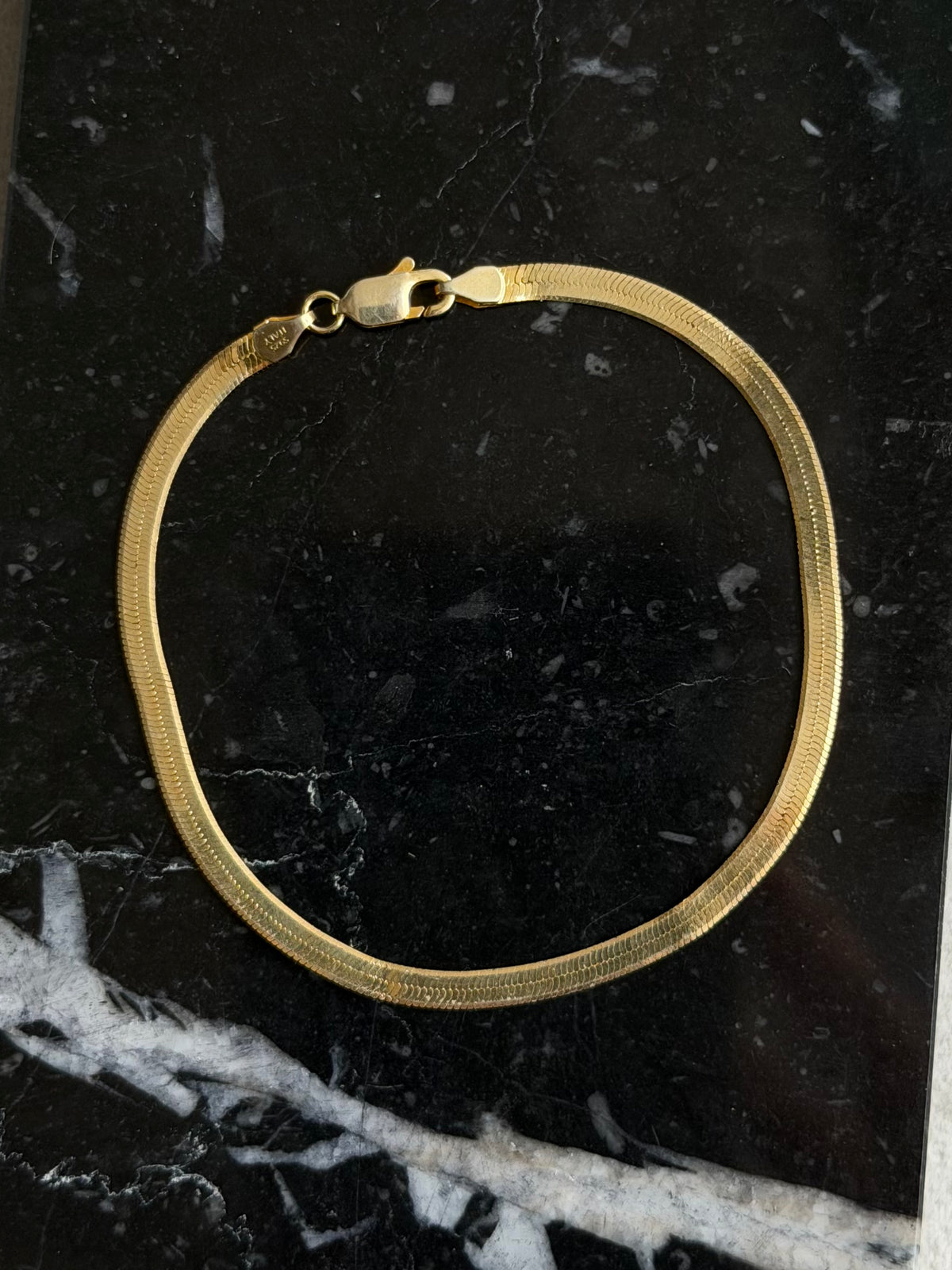 Vintage forgyldt sterlingsølv slangekæde-armbånd