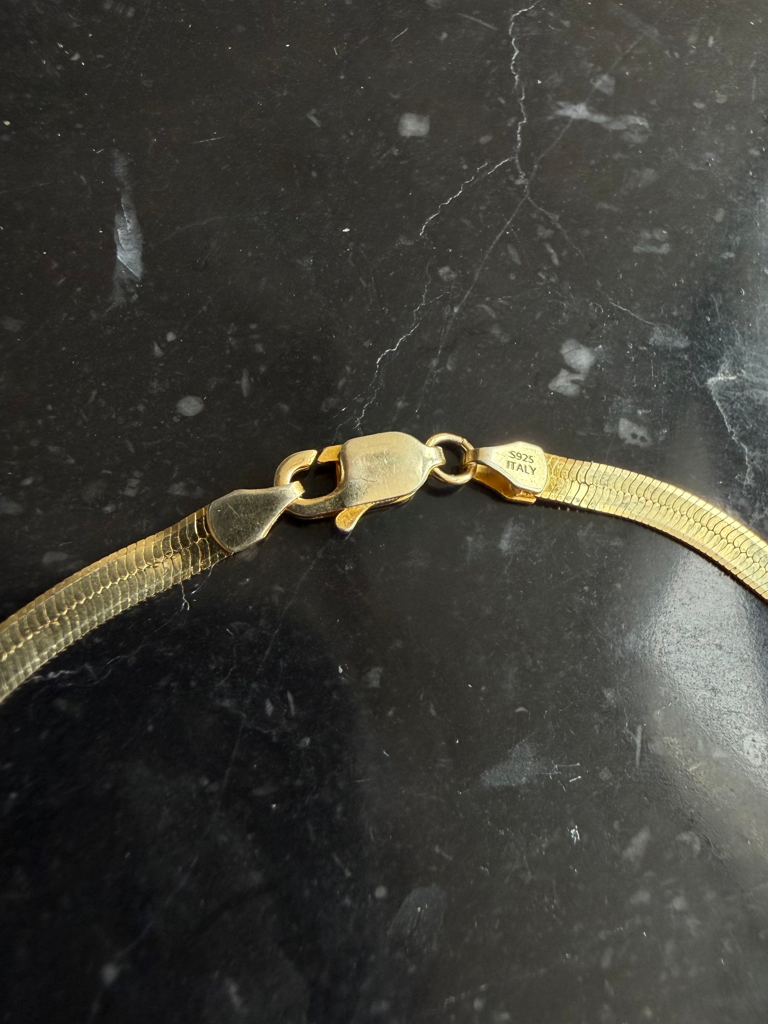 Vintage forgyldt sterlingsølv slangekæde-armbånd