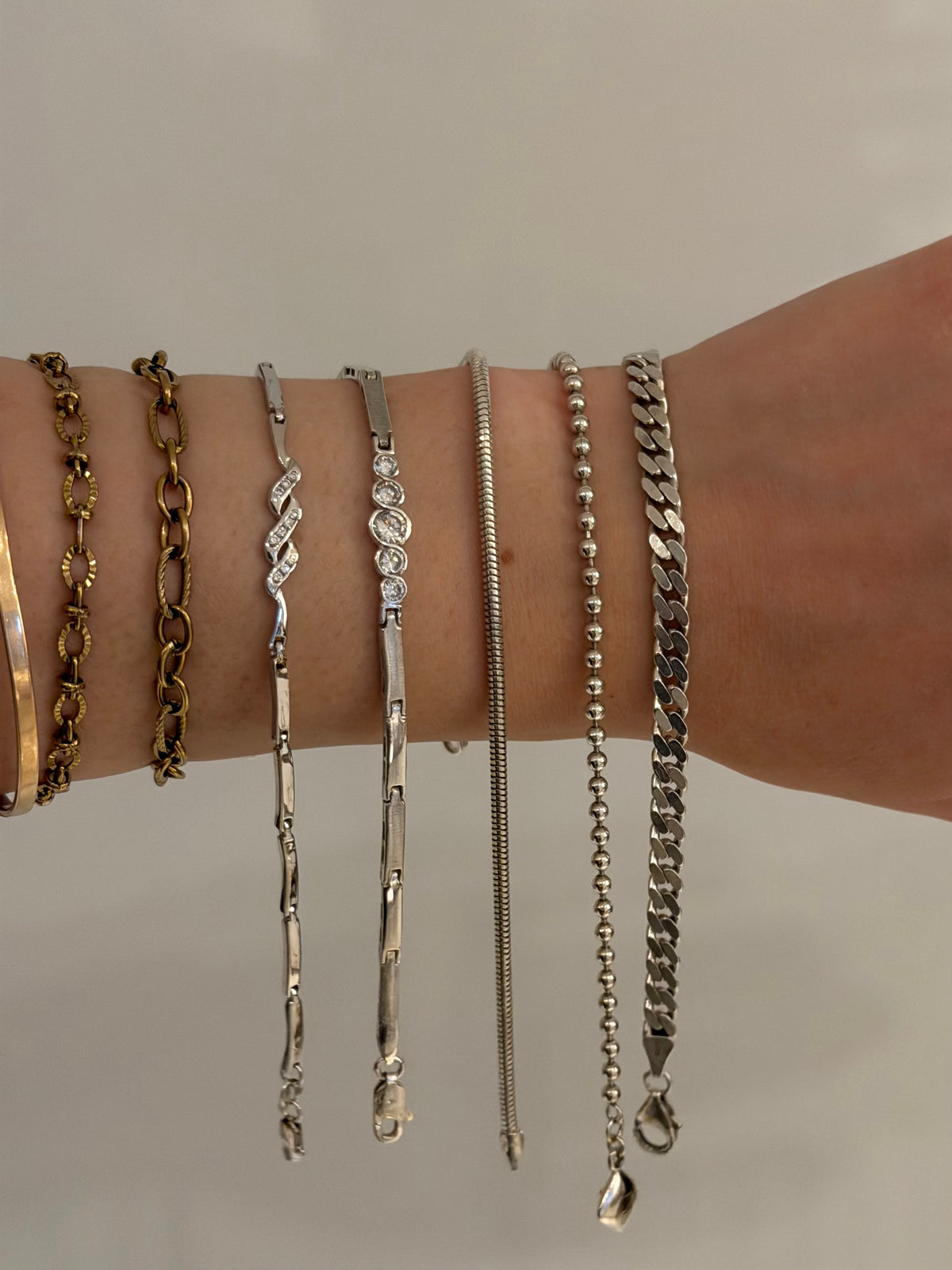 Vintage BNH sterlingsølv panserkæde armbånd, L: 19,5cm, B: 5mm