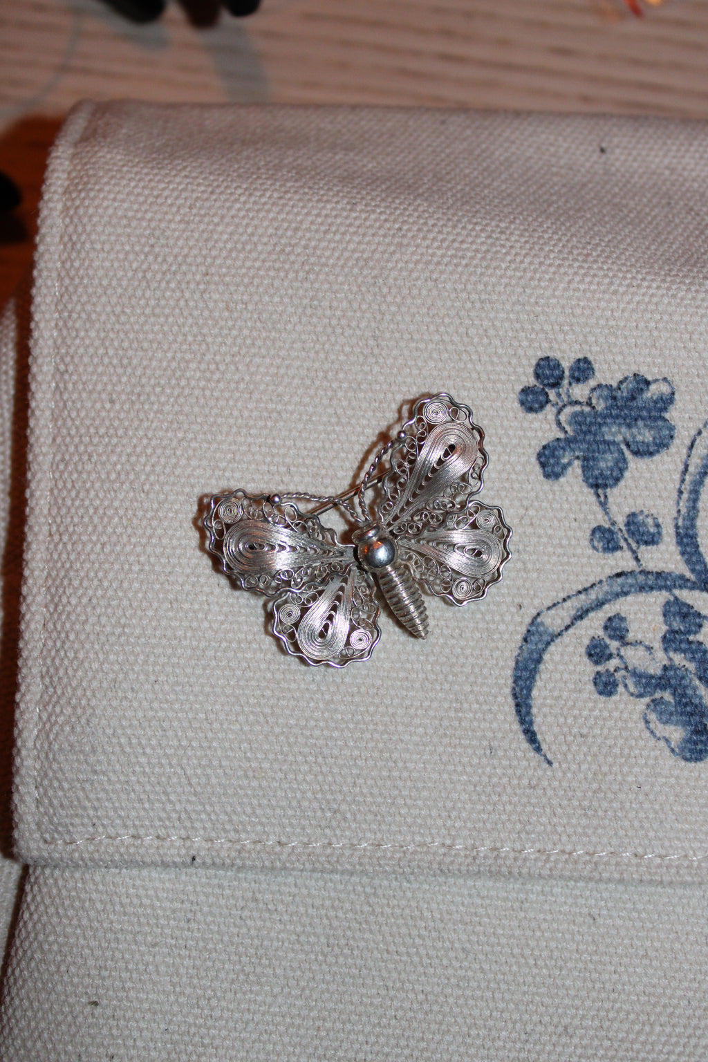 Vintage John L sommerfugl brooche i sterlingsølv