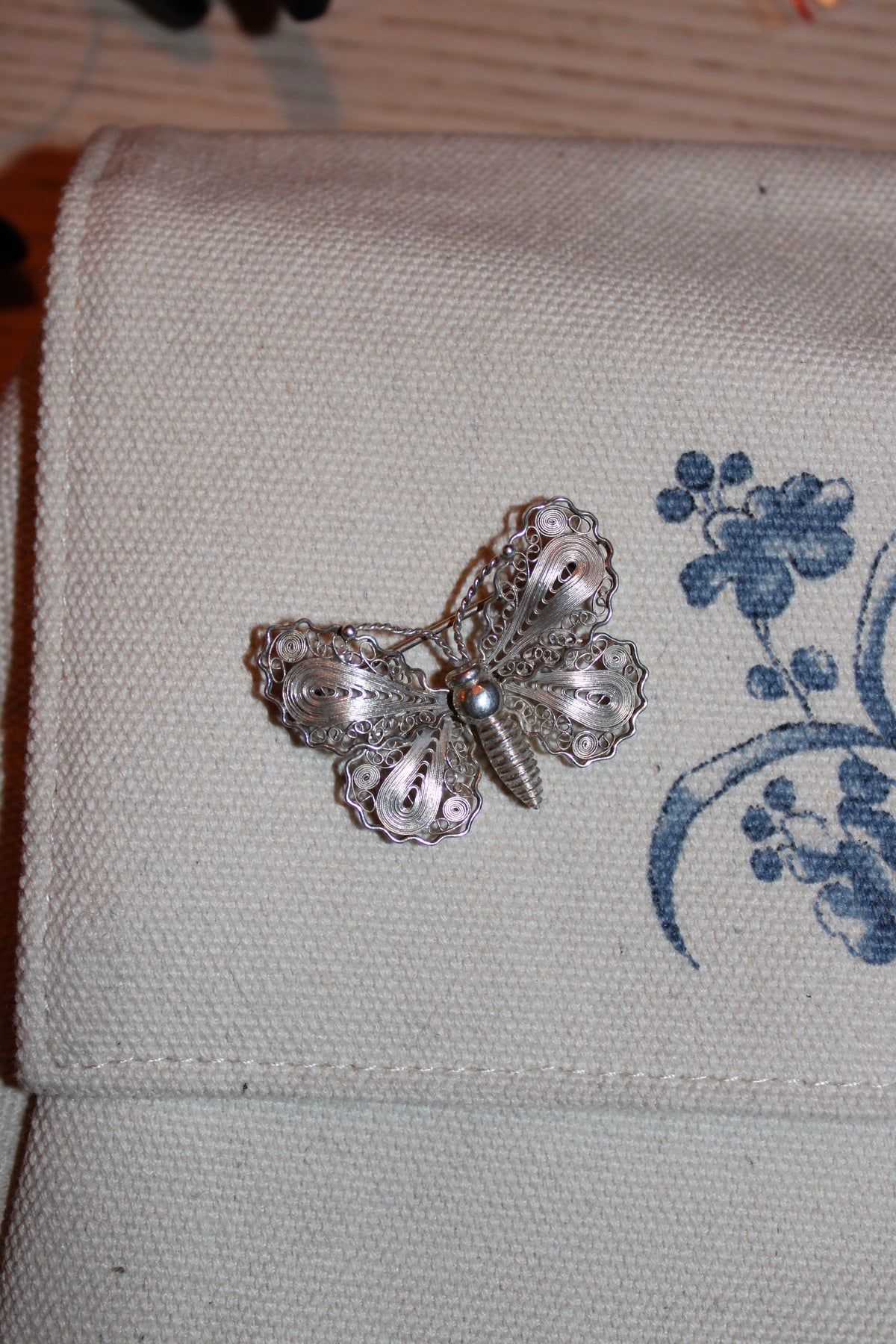 Vintage John L sommerfugl brooche i sterlingsølv