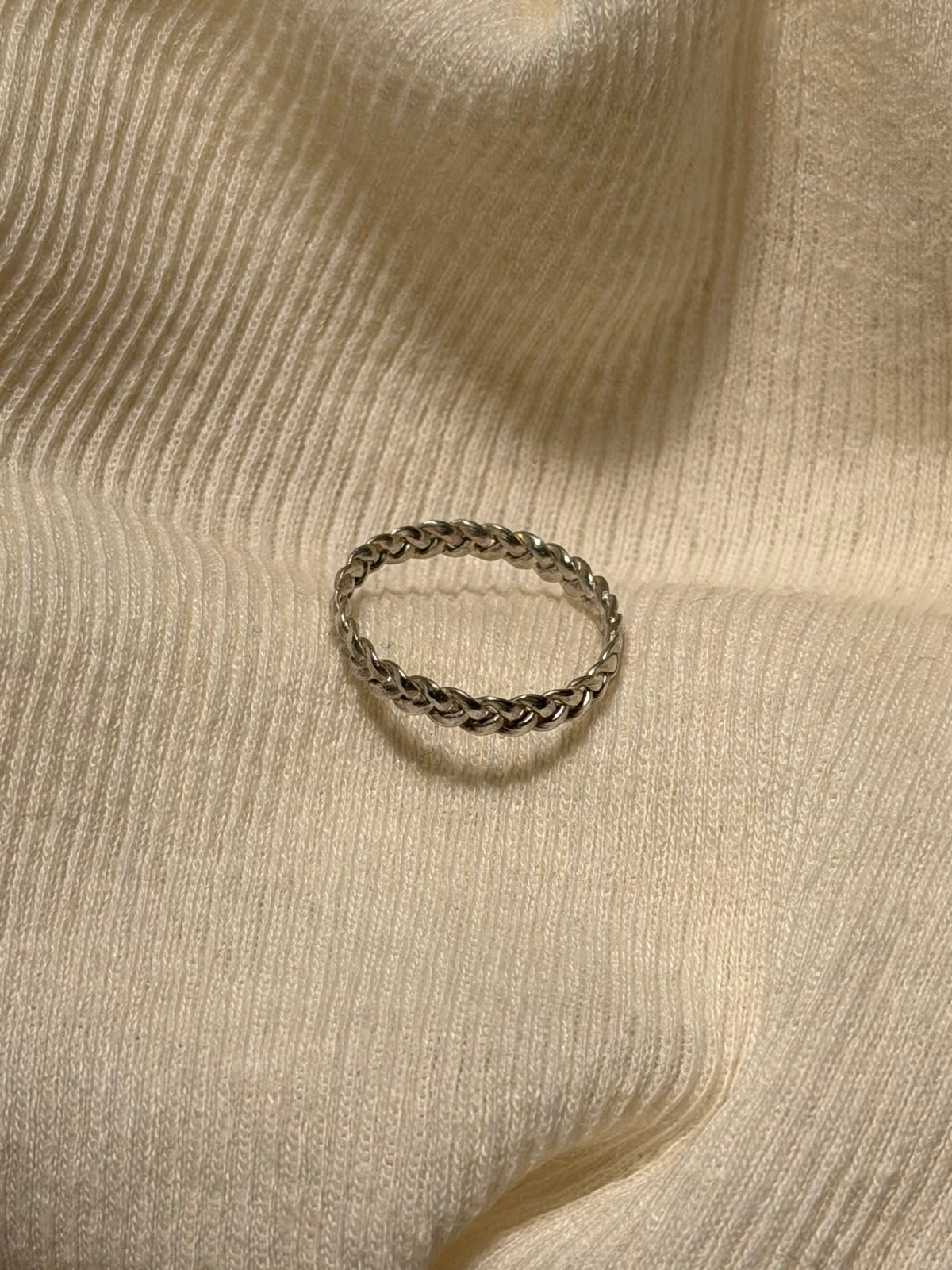 Vintage flettet sterlingsølv ring, str. 52