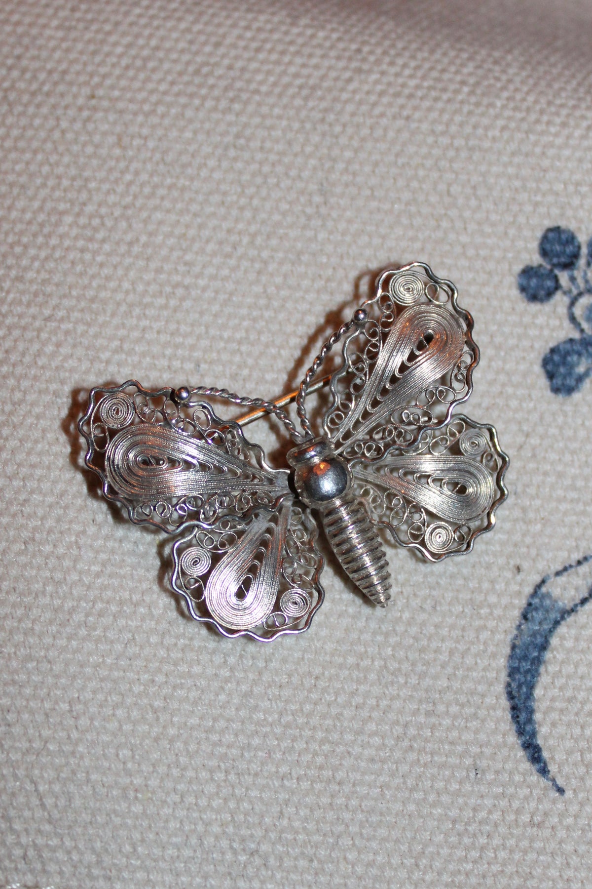 Vintage John L sommerfugl brooche i sterlingsølv