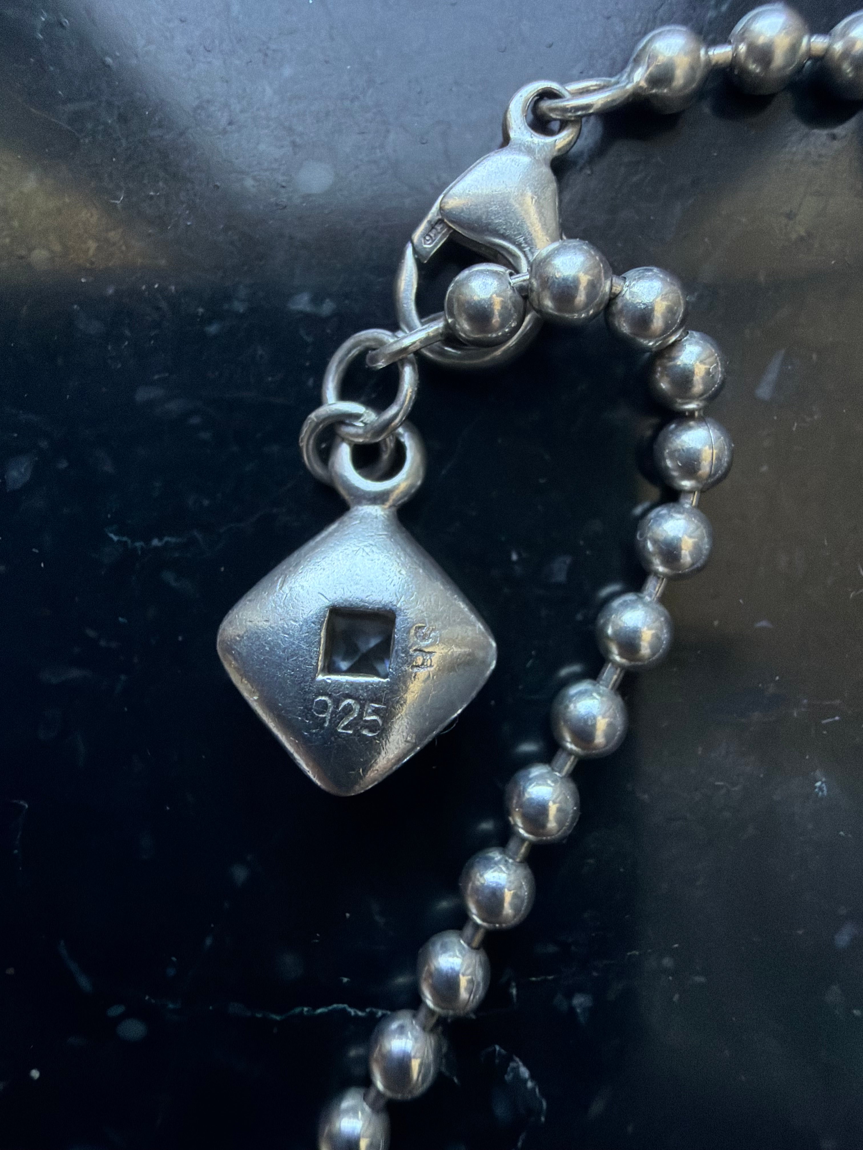 Vintage kuglekæde armbånd med vedhæng, 925 sølv, 18,5-19cm